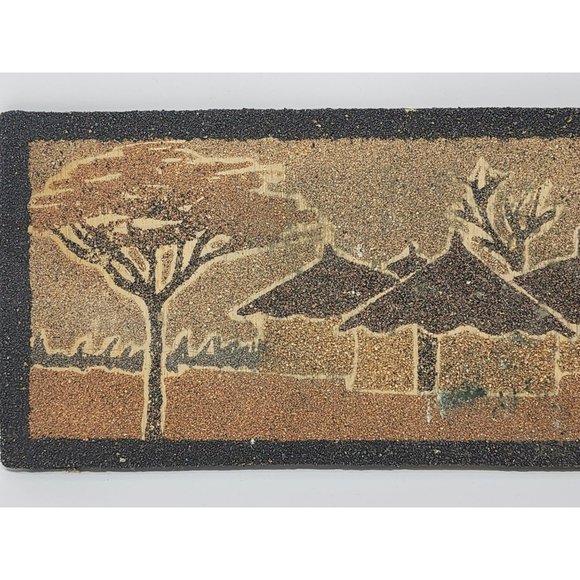 Vintage Hand Made Sand Art Picture On Wood Unframed Palm Trees & Huts 1960s/70s - Picture 2 of 6
